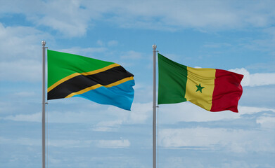 Senegal and Tanzania flags, country relationship concept