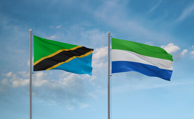 Sierra Leone and Tanzania flags, country relationship concept