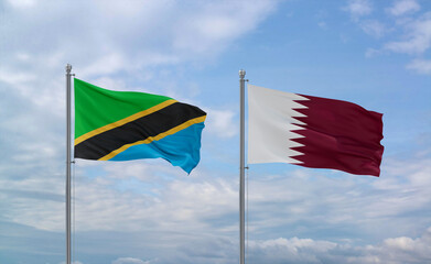 Qatar and Tanzania flags, country relationship concept