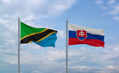 Slovakia and Tanzania flags, country relationship concept