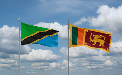 Sri Lanka and Tanzania flags, country relationship concept