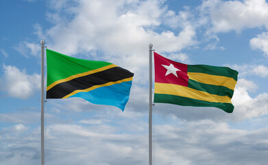 Togo and Tanzania flags, country relationship concept