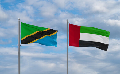 UAE and Tanzania flags, country relationship concept
