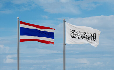 Thailand and Afghanistan national flags, country relationship concept