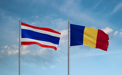 Chad and Thailand flags, country relationship concept