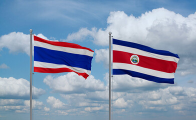 Costa Rico and Thailand flags, country relationship concept
