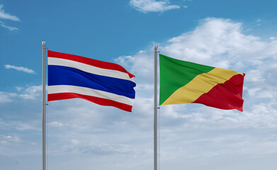 Congo and Thailand flags, country relationship concept