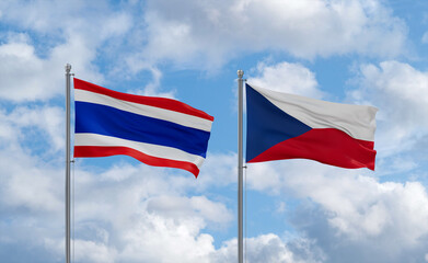 Czech Republic and Thailand flags, country relationship concept