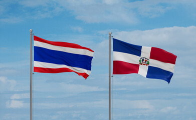 Belgium and Thailand flags, country relationship concept