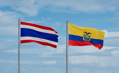 Ecuador and Thailand flags, country relationship concept
