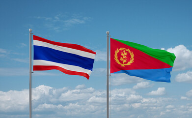 Naklejka premium Eritrea and Thailand flags, country relationship concept
