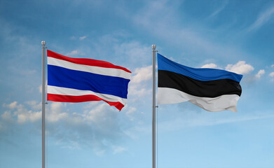 Estonia and Thailand flags, country relationship concept