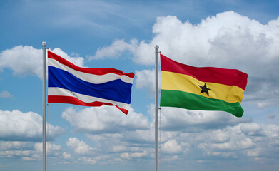 Ghana and Thailand flags, country relationship concept
