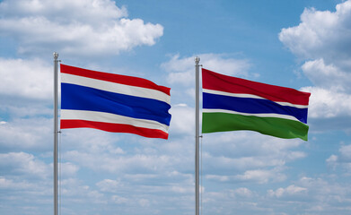 Gambia and Thailand flags, country relationship concept