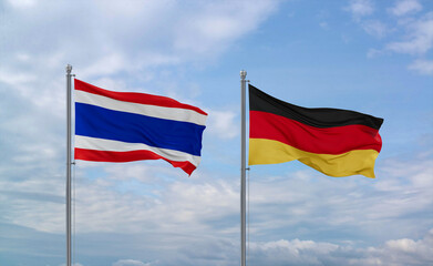 Germany and Thailand flags, country relationship concept