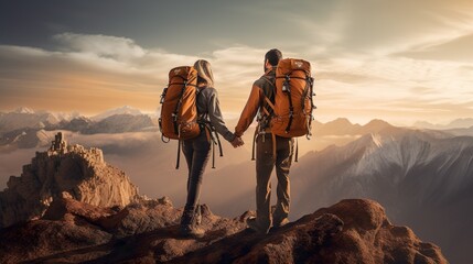 A Symbolic Journey of Achievement: The Power of Teamwork as a Man Helps His Friend Reach the  Couple Hiking