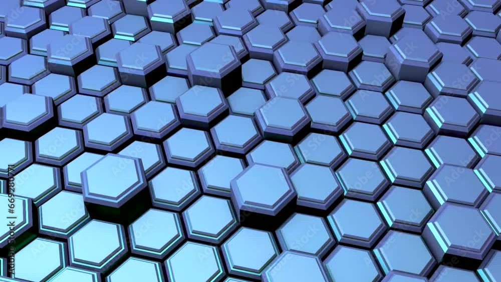Poster abstract background or screensaver made of metal hexagons. footage for creating an intro. motion ani