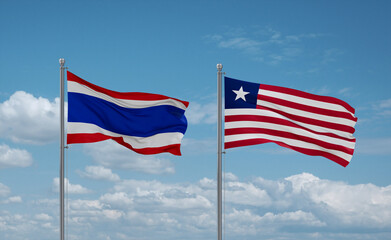 Liberia and Thailand flags, country relationship concept