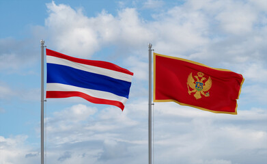 Montenegro and Thailand flags, country relationship concept