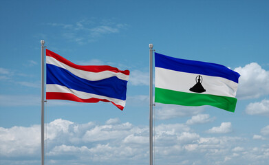 Lesotho and Thailand flags, country relationship concept