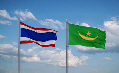 Mauritania and Thailand flags, country relationship concept