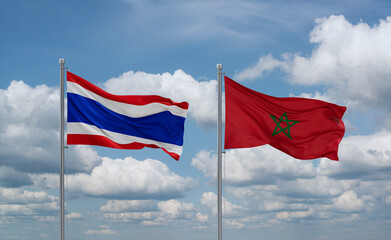 Morocco and Thailand flags, country relationship concept