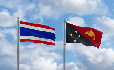 Papua New Guinea and Thailand flags, country relationship concept