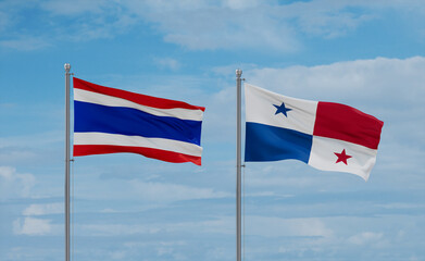 Panama and Thailand flags, country relationship concept