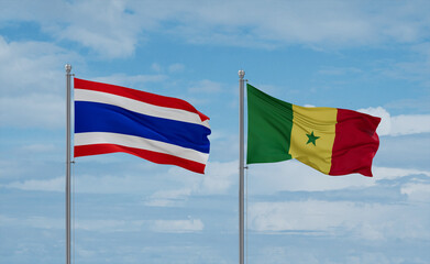 Senegal and Thailand flags, country relationship concept