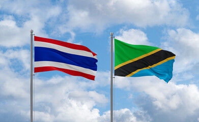 Tanzania and Thailand flags, country relationship concept