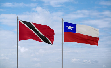 Chile and Trinidad, Tobago, flags, country relationship concept