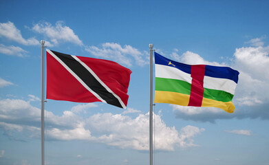Central African Republic and Trinidad, Tobago, flags, country relationship concept