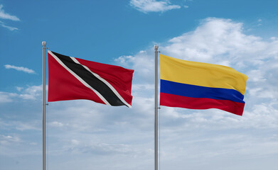 Colombia and Trinidad, Tobago, flags, country relationship concept