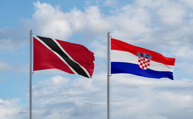 Croatia and Trinidad, Tobago, flags, country relationship concept