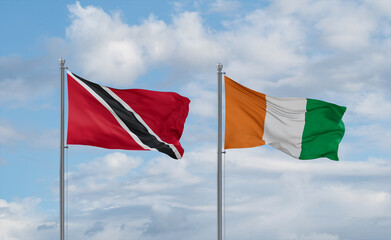 Ivory Coast and Trinidad, Tobago, flags, country relationship concept
