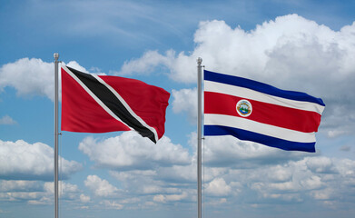 Costa Rico and Trinidad, Tobago, flags, country relationship concept