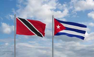 Cuba and Trinidad, Tobago, flags, country relationship concept