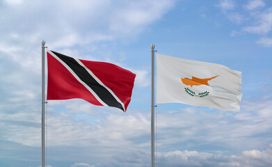 Cyprus and Trinidad, Tobago, flags, country relationship concept