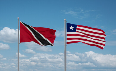 Liberia and Trinidad, Tobago, flags, country relationship concept