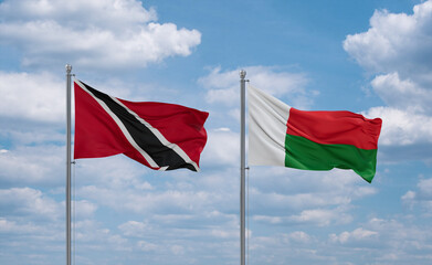 Madagascar and Trinidad, Tobago, flags, country relationship concept