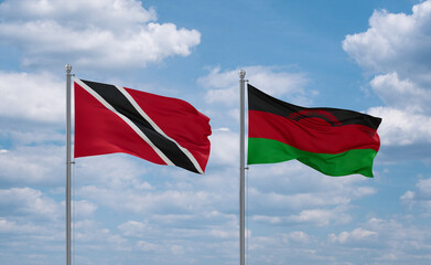 Malawi and Trinidad, Tobago, flags, country relationship concept