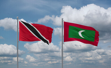Maldives and Trinidad, Tobago, flags, country relationship concept