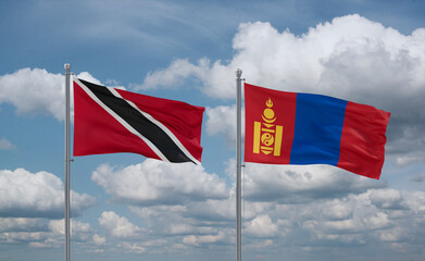 Mongolia and Trinidad, Tobago, flags, country relationship concept