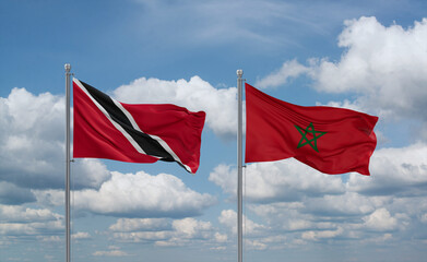 Morocco and Trinidad, Tobago, flags, country relationship concept