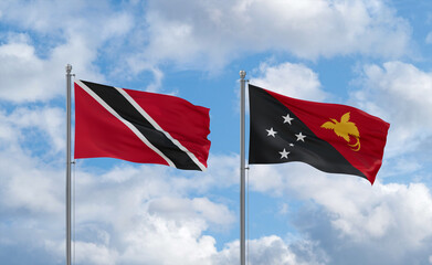 Papua New Guinea and Trinidad, Tobago, flags, country relationship concept
