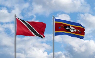 Eswatini and Trinidad, Tobago, flags, country relationship concept