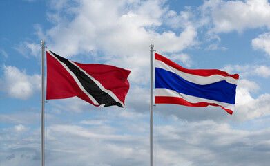 Thailand and Trinidad, Tobago, flags, country relationship concept