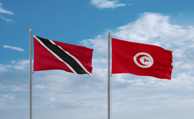 Tunisia and Trinidad, Tobago, flags, country relationship concept
