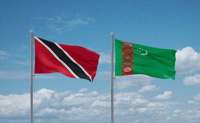 Turkmenistan and Trinidad, Tobago, flags, country relationship concept