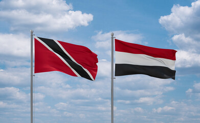 Yemen and Trinidad, Tobago, flags, country relationship concept
